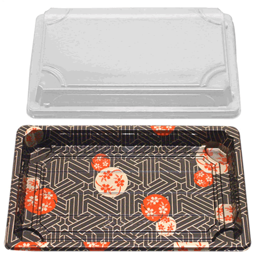 Restaurant Wholesale Disposable Sushi Container w/Lid (8.5x5.3x0.67) (500 Sets)