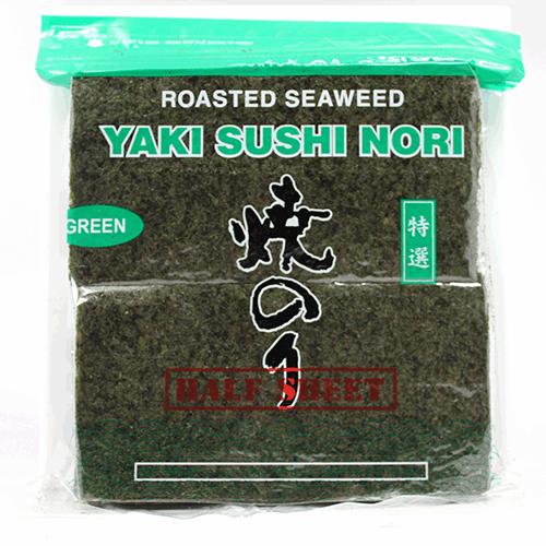 Restaurant Wholesale Yaki Sushi Nori (Roasted Seaweed) Green (1000 Half Sheets)