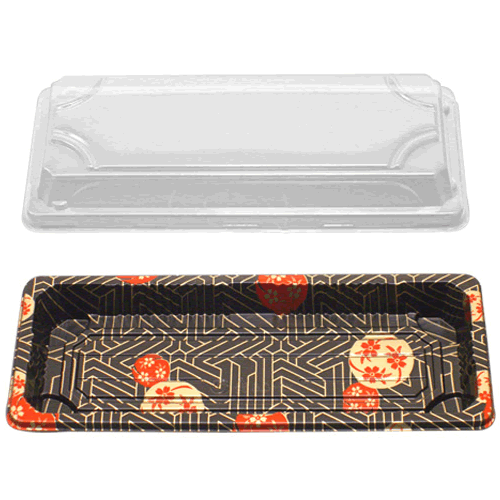 Restaurant Wholesale Disposable Sushi Container w/Lid (8.5x3.5x0.7in) (500 Sets)